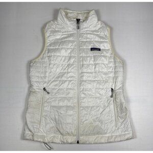 Patagonia Women's Medium White Nano Puff Insulated Quilted Full Zip Vest